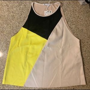 Color Block Faux Suede Top